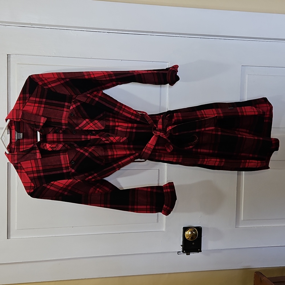 Eddie Bauer Red and Black Plaid Shirt Dress